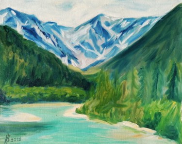 Painting titled "Beautiful river" by Petar Šibenik, Original Artwork, Oil