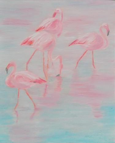 Painting titled "Flamingo" by Petar Šibenik, Original Artwork, Oil