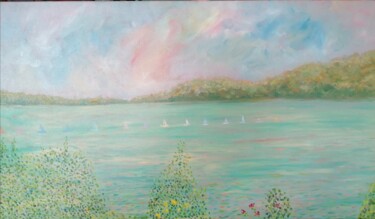 Painting titled "Lake" by Petar Šibenik, Original Artwork, Oil