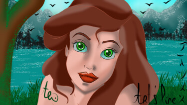 Digital Arts titled "Ariel revisitée" by Art'S Line, Original Artwork, Digital Painting