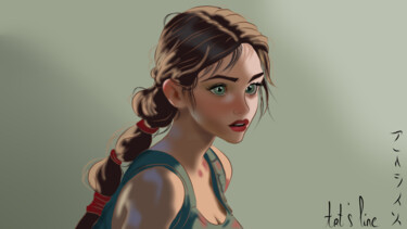 Цифровое искусство под названием "Lara Croft" - Art'S Line, Подлинное произведение искусства, Цифровая живопись