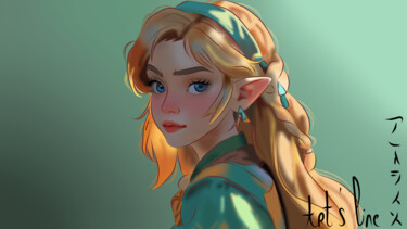 Digitale Kunst mit dem Titel "Princesse Zelda" von Art'S Line, Original-Kunstwerk, Digitale Malerei