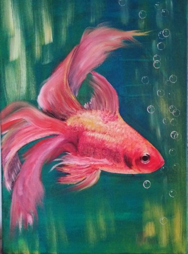 Peinture intitulée "Золотая рыбка" par Andrei Stepanov, Œuvre d'art originale, Huile