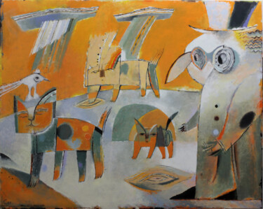 Peinture intitulée "Felinologist" par Ivan Semiletov, Œuvre d'art originale, Huile