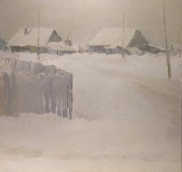 Painting titled "Snow slush." by Eugenie Sizov, Original Artwork, Oil