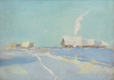 Painting titled "Gorka in winter" by Eugenie Sizov, Original Artwork, Oil