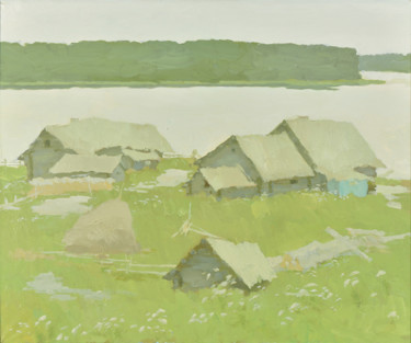 Painting titled "White lake" by Eugenie Sizov, Original Artwork