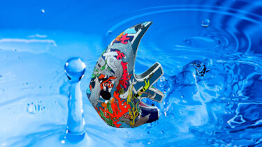 Sculpture intitulée "poisson fibro ciment" par Art So Design, Œuvre d'art originale, Acrylique