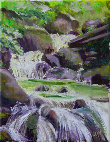 Картина под названием "Spring waterfall" - Ольга Смирнова, Подлинное произведение искусства, Масло