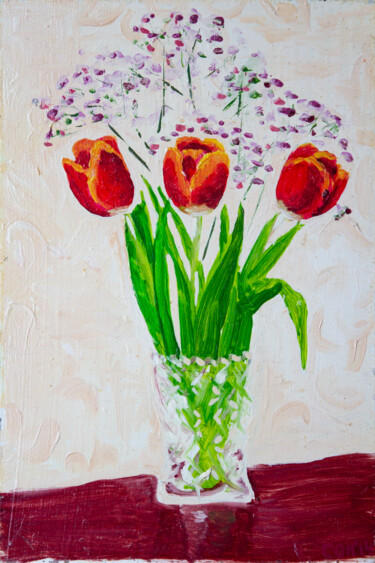 Картина под названием "Tulips" - Ольга Смирнова, Подлинное произведение искусства, Масло