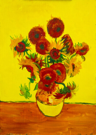 Картина под названием "Sunflowers" - Ольга Смирнова, Подлинное произведение искусства, Масло