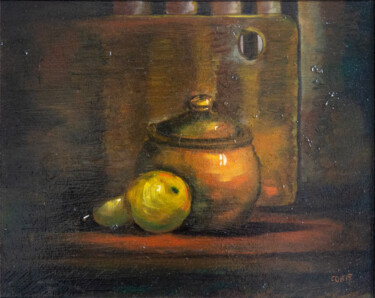 Картина под названием "Still life with pear" - Ольга Смирнова, Подлинное произведение искусства, Масло