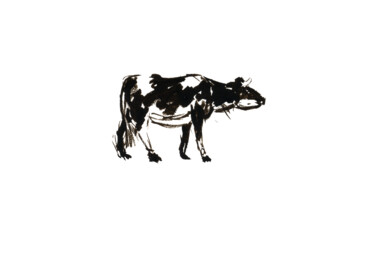 Картина под названием "Cow" - Ольга Смирнова, Подлинное произведение искусства, Акварель