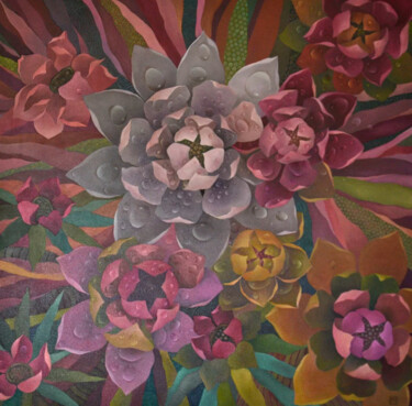 Painting titled "La rosée" by Art Sueno, Original Artwork, Oil