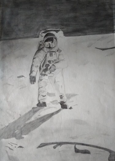 Drawing titled "космонавт" by Art-Teodora, Original Artwork, Pencil