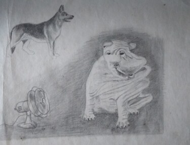 Rysunek zatytułowany „Собаки” autorstwa Art-Teodora, Oryginalna praca, Ołówek