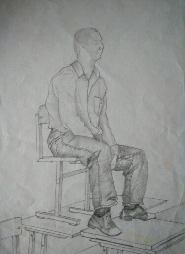 Dessin intitulée "молодой человек" par Art-Teodora, Œuvre d'art originale, Crayon