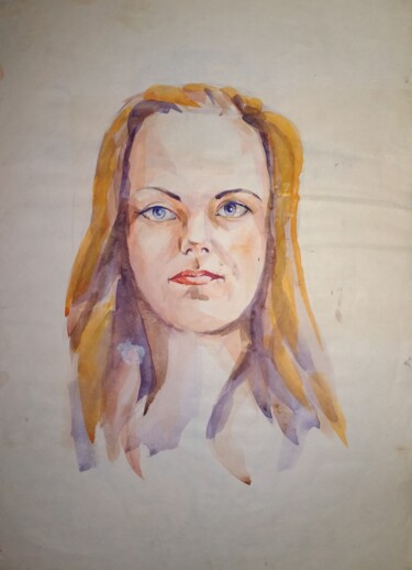 Peinture intitulée "Портрет девушки" par Art-Teodora, Œuvre d'art originale, Aquarelle