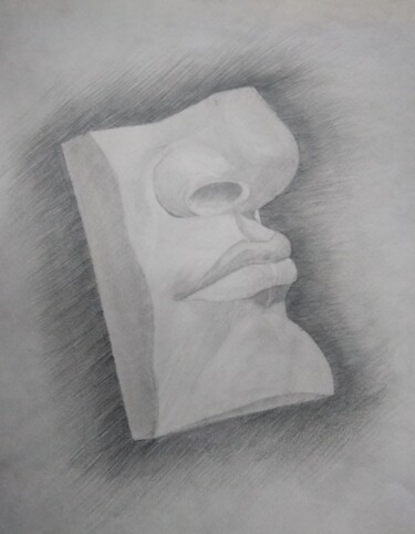 Рисунок под названием "Фрагмент лица, губы" - Art-Teodora, Подлинное произведение искусства, Карандаш
