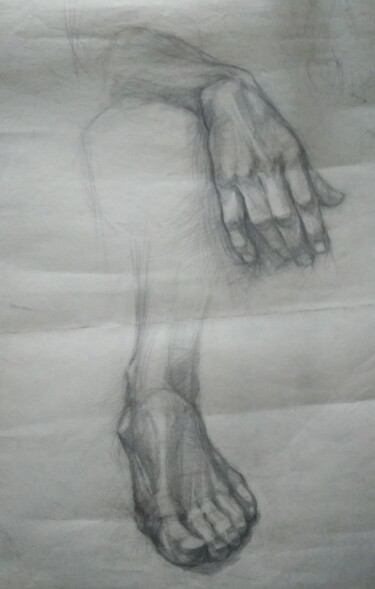 Drawing titled "рука, нога" by Art-Teodora, Original Artwork, Pencil