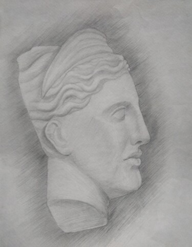 Dessin intitulée "Голова из гипса" par Art-Teodora, Œuvre d'art originale, Crayon