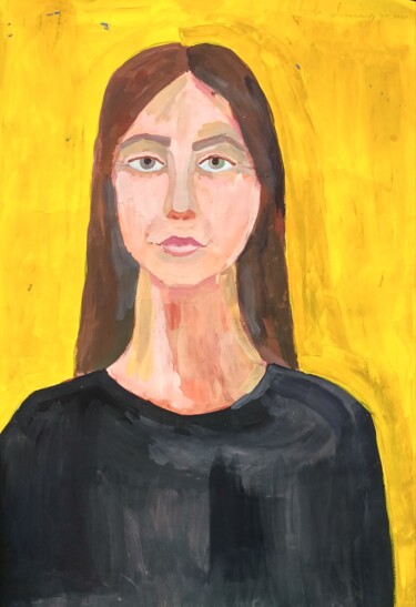 Peinture intitulée "Портрет Молодая дев…" par Art-Teodora, Œuvre d'art originale, Gouache