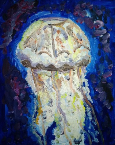 Painting titled "Jellyfish oil paint…" by Art-Teodora, Original Artwork, Oil