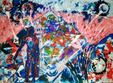 Malerei mit dem Titel "abstraction space" von Art-Teodora, Original-Kunstwerk, Gouache