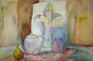 Картина под названием "Натюрморт Чайник и…" - Art-Teodora, Подлинное произведение искусства, Акварель