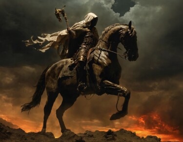 Digitale Kunst getiteld "Horseman of the Apo…" door Art-Teodora, Origineel Kunstwerk, AI gegenereerde afbeelding