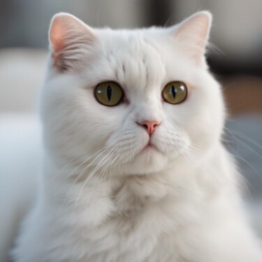 Digital Arts titled "a white Scottish cat" by Art-Teodora, Original Artwork, AI generated image