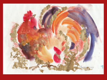 Картина под названием "Солнечная птица 6" - Tatiana Ponomareva, Подлинное произведение искусства, Акварель
