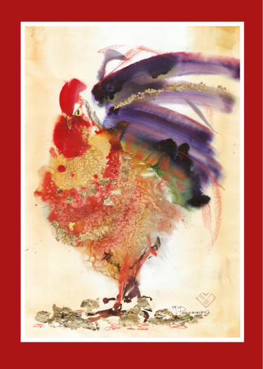 Картина под названием "Солнечная птица 8" - Tatiana Ponomareva, Подлинное произведение искусства, Акварель