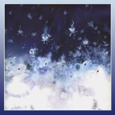 Картина под названием "snow mice" - Tatiana Ponomareva, Подлинное произведение искусства, Акварель