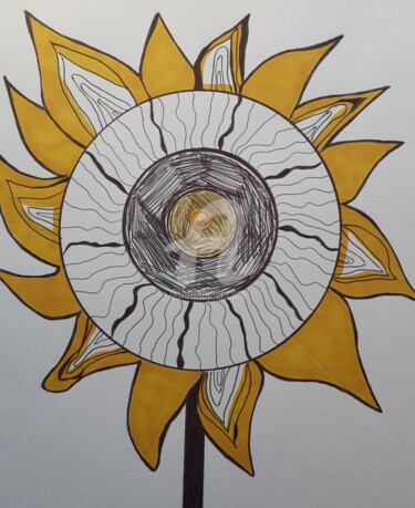 Painting titled "" Tournesol "" by Art'Tuitive, Original Artwork, Marker