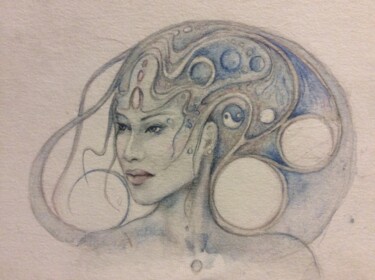 Painting titled "Medusa" by Art-Water, Original Artwork, Watercolor