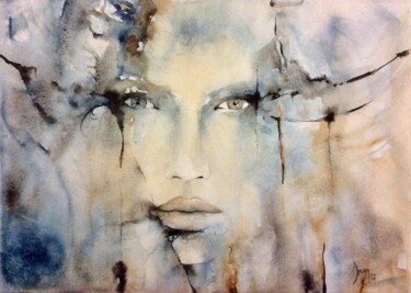 Painting titled "Regard" by Art-Water, Original Artwork, Watercolor