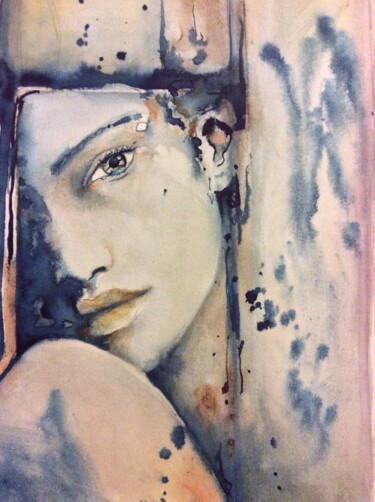 Schilderij getiteld "Blue" door Art-Water, Origineel Kunstwerk, Aquarel