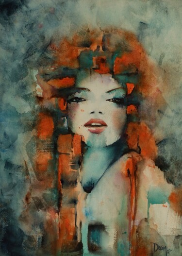 Painting titled "Maryline aime le di…" by Art-Water, Original Artwork, Watercolor