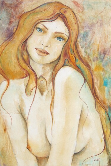 Painting titled "intime" by Art-Water, Original Artwork, Watercolor