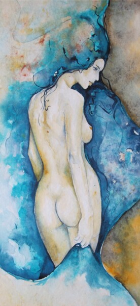 Painting titled "A la frontiere du r…" by Art-Water, Original Artwork, Watercolor