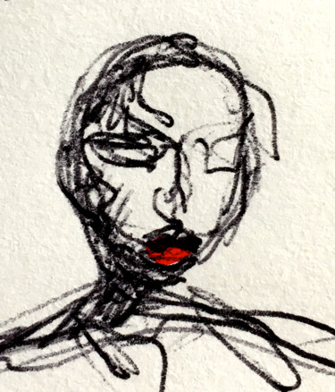 「Red Kiss」というタイトルの描画 Art X-Rayによって, オリジナルのアートワーク, 紙