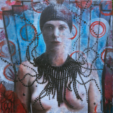 Collagen mit dem Titel "JULIA" von Patricia Frida, Original-Kunstwerk, Collagen