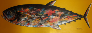 Peinture intitulée "Yellow Tuna" par Arta Wijaya, Œuvre d'art originale, Acrylique Monté sur Châssis en bois