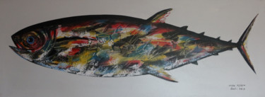 Peinture intitulée "White Tuna" par Arta Wijaya, Œuvre d'art originale, Acrylique Monté sur Châssis en bois