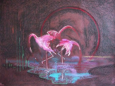 Drawing titled "" Birds On Lake "" by Stanislav Lishansky, Original Artwork