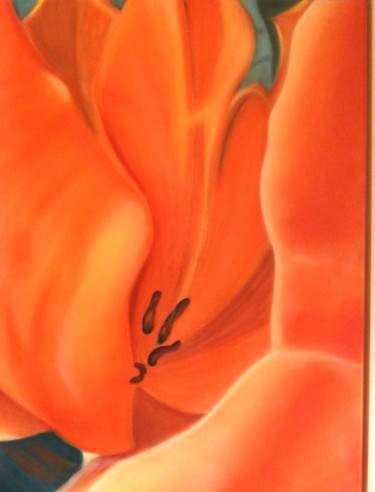 Painting titled "Tulpe in orange" by Urs, Original Artwork, Acrylic