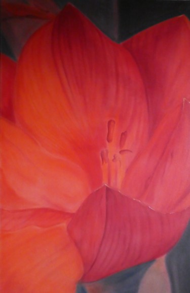 Malerei mit dem Titel "Amaryllis in Rot" von Urs, Original-Kunstwerk, Airbrush