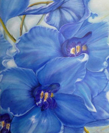 Peinture intitulée "Rittersporn blau" par Urs, Œuvre d'art originale, Acrylique
