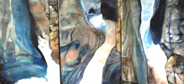 Malerei mit dem Titel "Triptychon Trümmelb…" von Urs, Original-Kunstwerk, Acryl